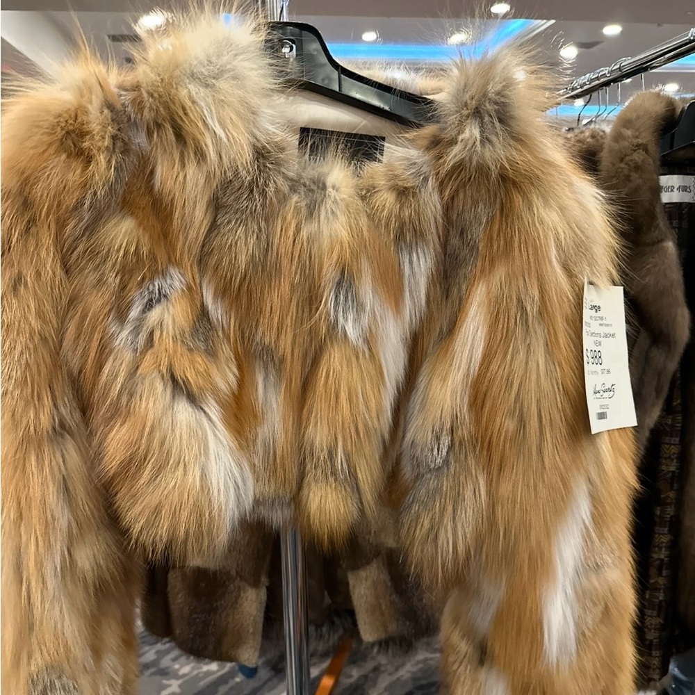 💯% Authentic Women's Tan Fox Fur Crop Jacket - Picture 7 of 7
